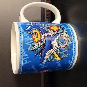 HILO HATTIE 2002 Maui Hawaiian Blue Whale Lei Coffee Cup Mug